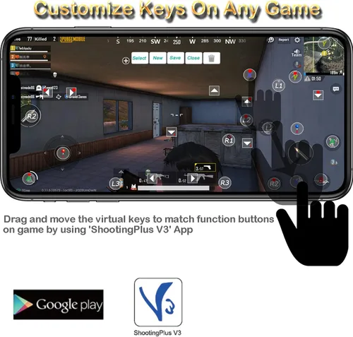 Vista 3 de Megadream Controlador de gamepad Android, control inalámbrico de mapeo de teclas de gamepad Joystick perfecto para PUBG Mobile y Call of Duty