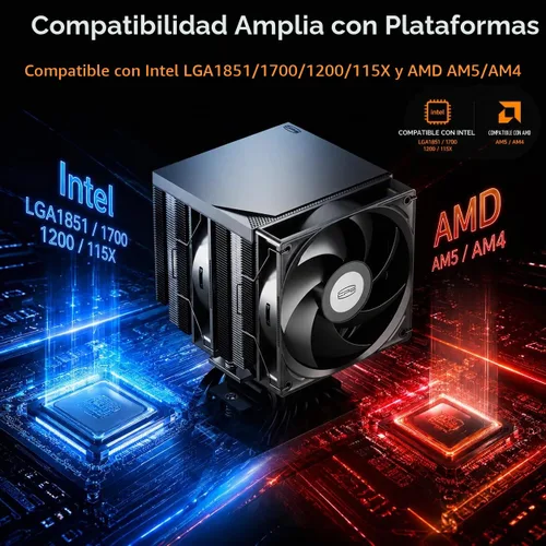 Vista 5 de PCCOOLER RT720TC - Enfriador de aire para CPU, 270W TDP Dual Tower 7 tubos Negro