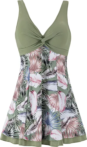 Vista 7 de Wantdo - Vestido de baño adelgazante, traje de baño de una pieza estilo pavo real, vintage, para mujer