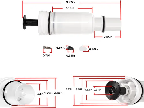 Vista 6 de Kit de cartucho de repuesto para Sloan Flushmate C-100500-Kit, kit de cartucho de válvula de descarga C-100500-K, compatible con sistema de tanque