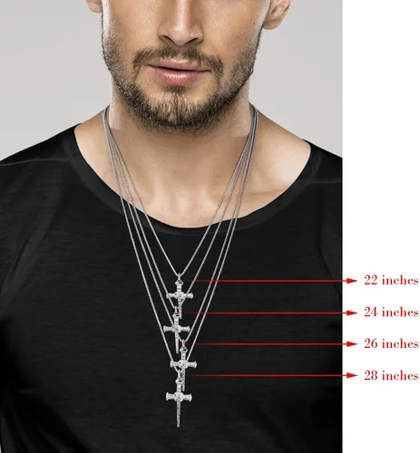 Vista 6 de Miabella Italian Rope Wrap Nail Cross Pendant Necklace Box Chain, Rhodium or 18K Yellow Gold Over 925 Sterling Silver Made in Italy