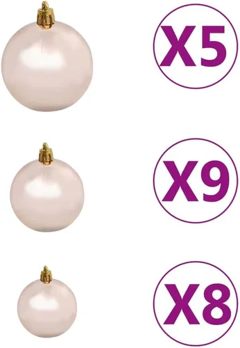 Vista 8 de Árbol de Navidad esmerilado, árbol de Navidad blanco, árbol de Navidad preiluminado, arbol de Navidad con Luces, con luces LED y juego de bolas