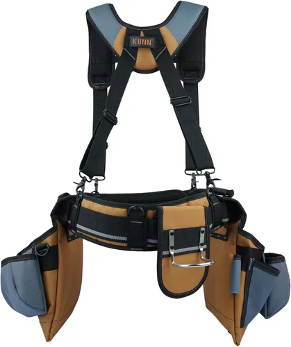 Vista 7 de KUNN Cinturón de herramientas de carpintero con tirantes Pro Framer Rig de herramientas de suspensión para contratistas de construcción