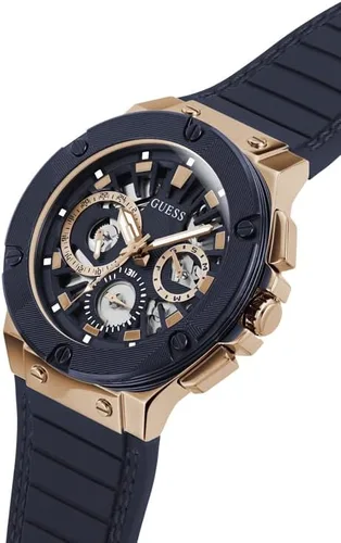 Vista 4 de GUESS US Mens Navy Silicone Multifunction Watch