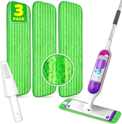 Vista 10 de Paquete de 2 almohadillas de microfibra reutilizables, compatibles con Swiffer Sweeper, paños lavables a máquina, repuestos para limpieza de todos