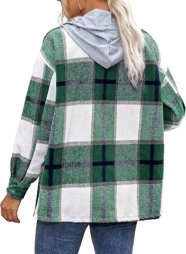 Vista 2 de Bbalizko Chaqueta de gran tamaño con capucha y botones para mujer, de manga larga, con cordón, informal, para novio, abrigo de abrigo