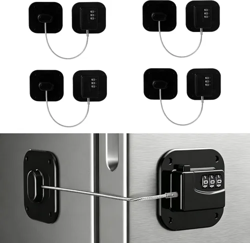 Vista 11 de Cerradura de refrigerador, cerraduras de refrigerador para niños, cerradura de congelador con combinación para refrigeradores, cajones, armarios