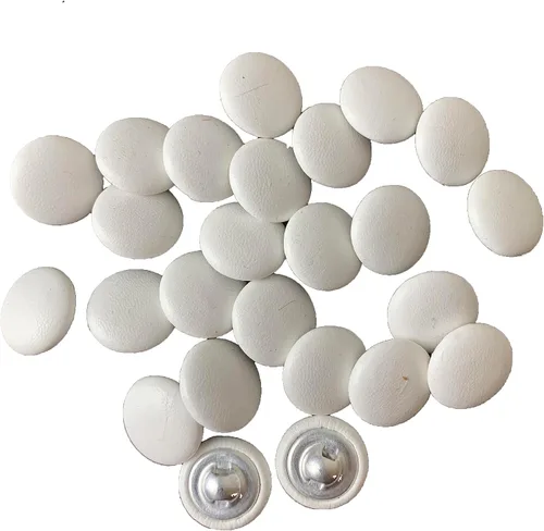 Vista 47 de Heyiwell 30 botones redondos cubiertos de cuero con vástago de metal, para vestidos de novia, camisas, vestidos, manualidades de costura (beige, mm)