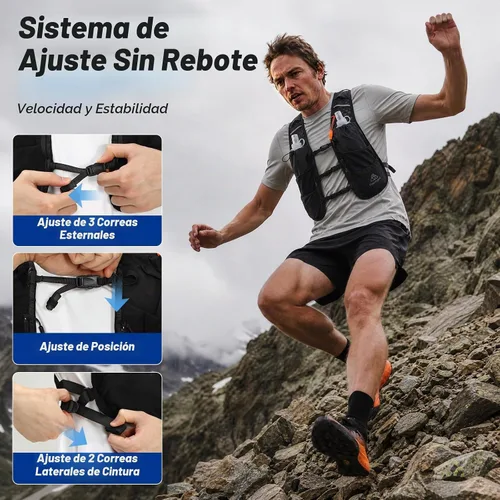 Vista 3 de Chaleco de hidratación para correr Haimont, paquete ligero de 5L para mujer y hombre, para correr en senderos