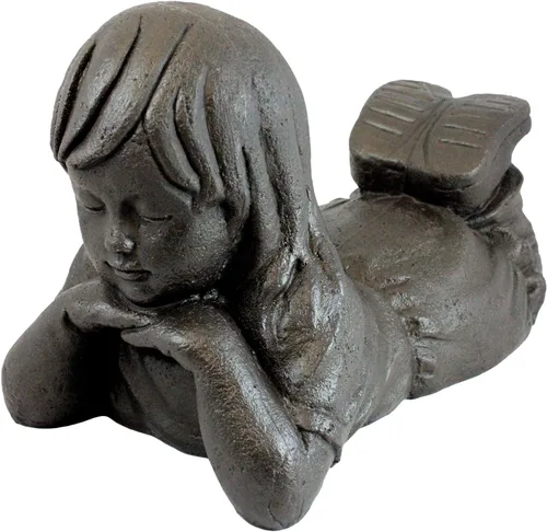 Vista 44 de Emsco Group 92246 Estatua de niño soñando despierto – Aspecto natural – Hecha de resina – Ligera – 40 cm de altura para jardín, BRONCE
