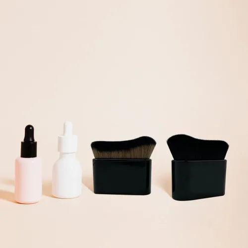 Vista 3 de 2 brochas de bronceado corporal, brocha de maquillaje de sirena, brocha grande de maquillaje para base Kabuki para maquillaje de cara bronceada Negro