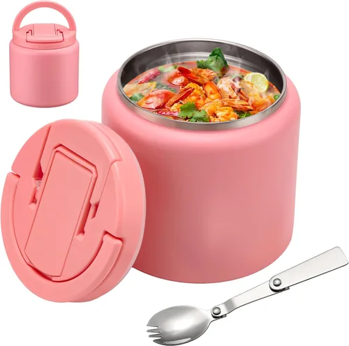 Vista 19 de BABHAMNESS Termo de sopa de 13.5 onzas para comida caliente para niños, recipiente aislado al vacío con tapa de hebilla, boca ancha, a prueba
