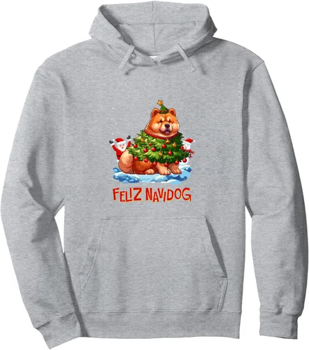 Vista 3 de Chow Chow Merry Christmas Tree Lights Dog X-Mas Dogs Pullover Hoodie