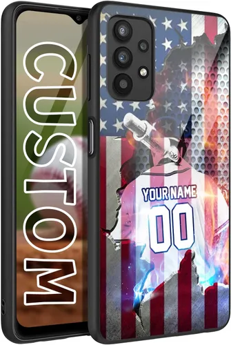 Vista 9 de Funda de goma personalizada con diseño de bandera de Estados Unidos con número de nombre para Samsung Galaxy América Fuego