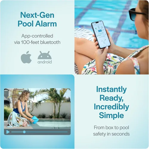 Vista 3 de Lifebuoy Alarmas de alarma de piscina individual para piscinas enterradas y sobre el suelo, alarma flotante para piscina no certificada ASTM F2208