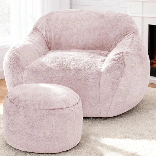Vista 12 de Puf gigante para adultos, sillas grandes de espuma viscoelástica, sofá puff de gran tamaño con relleno, silla de lectura grande de piel sintética