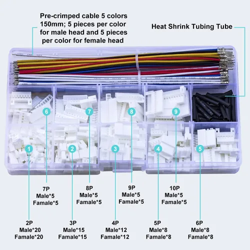 Vista 2 de Kit de conector JST macho y hembra PH de 0.08 pulgadas con cable preprensado de 22 AWG (total de 166 piezas) 2/3/4/5/6/7/8/9/10 conector de cable