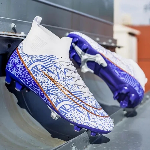Vista 3 de Zapatos de fútbol para hombre y mujer, zapatos de fútbol con suela dorada, zapatos de fútbol para estudiantes, zapatos de entrenamiento de hierba