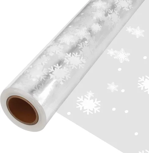 Vista 8 de JOYIT Rollo de celofán de feliz cumpleaños de 100 pies de largo x 35 pulgadas de ancho, rollo de celofán transparente de 3 mil de grosor, bolsas