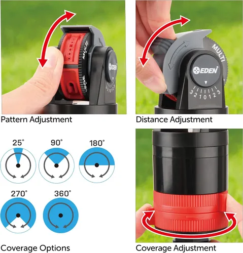Vista 8 de Eden 94152 PRO - Trípode telescópico de peso pesado (5.37 libras) Aspersor de accionamiento turbo multipatrón, con kit de inicio de conexión rápida