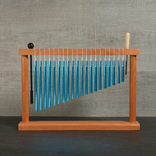 Vista 7 de Campana de Viento de Mesa de 20 Tonos, Campanilla, Instrumento de Percusión Musical con Mazo, Azul