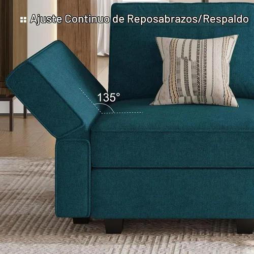 Vista 4 de Belffin Sofá Cama Seccional Modular con Otomán de Almacenamiento Sofás Seccionales Convertibles para Sala de Estar Terry Chaise Reversible. Sofá