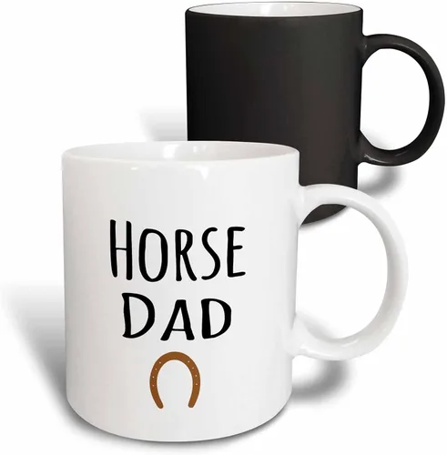 Vista 8 de 3dRose (mug_154021_4) Horse Dad - para dueños de equus masculinos y amantes de los equinos - entusiastas - texto negro con herradura marrón - Taza