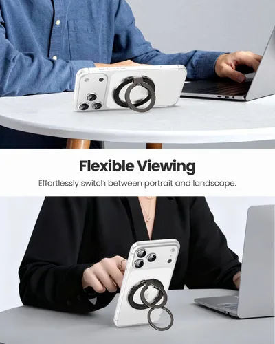 Vista 3 de UBeesize Soporte magnético para anillo de teléfono MagSafe, agarre magnético de doble cara, soporte de dedo portátil compatible con iPhone 17, 16