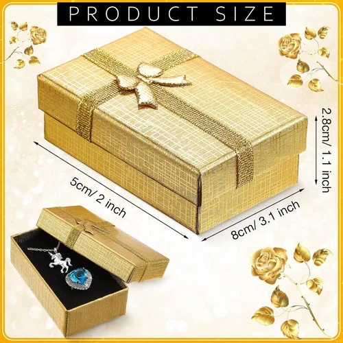 Vista 2 de Juego de 72 cajas de regalo de joyería, cajas de regalo pequeñas, cajas de cartón de papel, cajas de regalo vacías con tapas, lazo para anillos