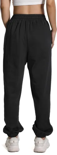 Vista 3 de Pantalones deportivos holgados casuales para mujer, pantalones de pierna recta de cintura alta, pantalones de pierna ancha con cordón en la cintura
