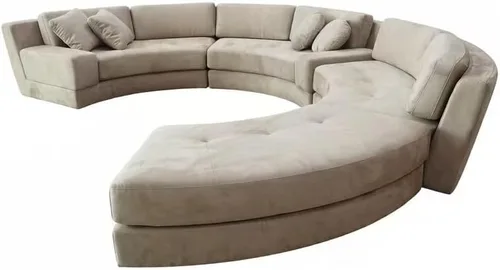 Vista 6 de Stendmar Juego de sofá seccional curvado de tela de microfibra redonda semicircular de 160 pulgadas S606 (microfibra, beige)