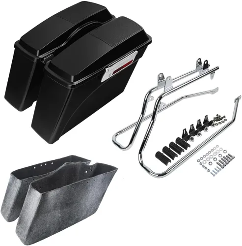 Vista 30 de Kit de soporte de conversión para alforjas extendidas de 4" TCMT, compatible con Harley Heritage Softail Fatboy FLSTF Breakout 1984-2017, negro