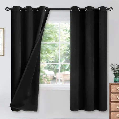 Vista 94 de YoungsTex - Cortinas blackout cortas, aislamiento térmico, ojales, oscurecen la habitación, privacidad, para cámper, sótano, cocina y baño, 2 Gris