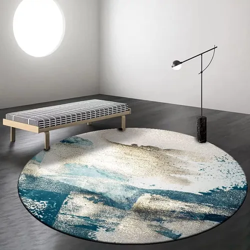 Vista 13 de Tapete redondo de mármol verde esmeralda, lavable, pequeño círculo, para dormitorio, sala de estar, alfombra moderna abstracta circular, 2 pies