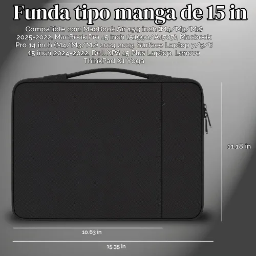 Vista 2 de ProElife Funda para MacBook Air de 15 pulgadas M5 M4, mango retráctil Negro