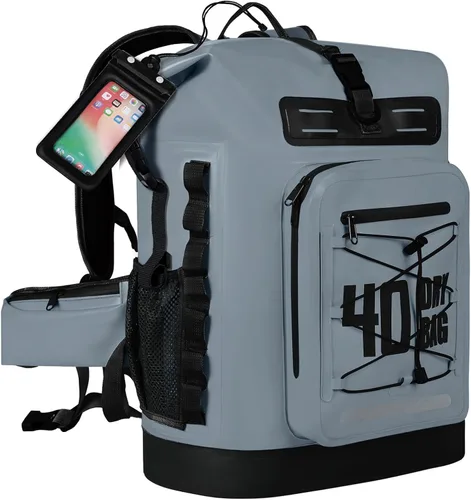 Vista 44 de MORXPLOR Bolsa seca impermeable, 5L/10L/20L/30L/40L/55L Mochila seca con funda impermeable para teléfono para natación, kayak