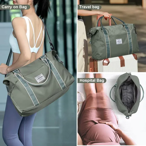 Vista 6 de Weekender Bags for Women,Carry on Bag,Overnight Bag with Trolley Sleeve,Sports Tote Bag,Travel bag for Women, Dark Green