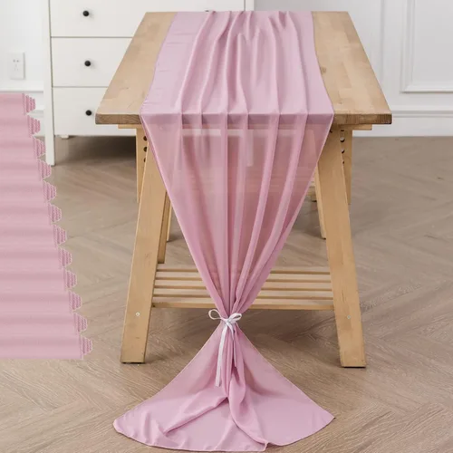 Vista 20 de Paquete de 2 caminos de mesa de gasa de 10 pies de 29 x 120 pulgadas, camino de mesa romántico transparente para boda, fiesta de cumpleaños