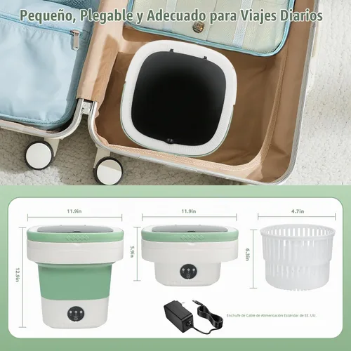 Vista 3 de Lavadora portátil de 20 L, mini lavadora plegable con secadora giratoria, 3 modos de limpieza para ropa de bebé, ropa interior y calcetines