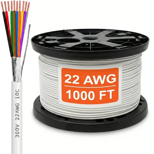 Vista 39 de Cable CMP Plenum blindado trenzado de conexión de cable, cable de bajo voltaje CL3P listado por UL, 22 AWG 2 conductores, carrete de 500 pies, blanco