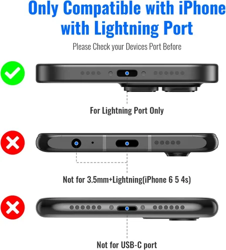 Vista 8 de iMangoo Diseño para auriculares con cable certificados MFi de Apple para audífonos Lightning, auriculares de alambre magnético con cable