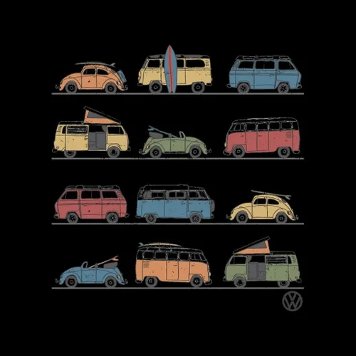 Vista 2 de Volkswagen Beetles and Vans Montage - Sudadera con capucha para mujer