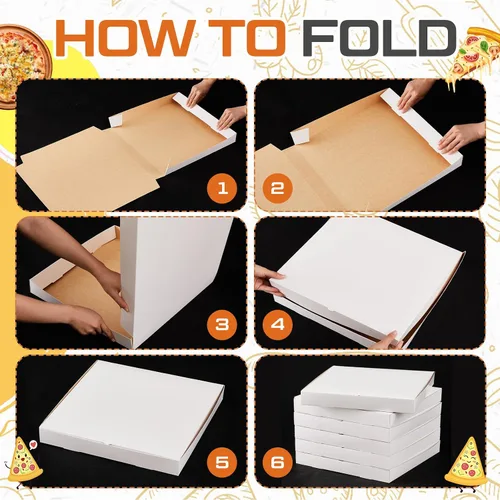 Vista 3 de Fullhawl 10 cajas de pizza blancas extrafinas de 14 x 14 x 2 pulgadas, cajas de cartón para pizza, recipientes para llevar pasteles caseros