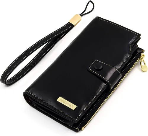 Vista 4 de ANDOILT Cartera de cuero genuino con bloqueo RFID de gran capacidad para mujer, organizador de tarjetas