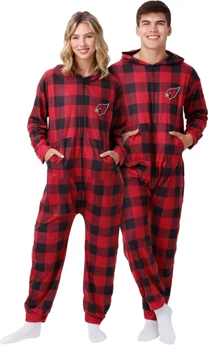 Vista 14 de FOCO Unisex NFL Team Logo Pajamas One Piece Onesie Patrón feo navideño