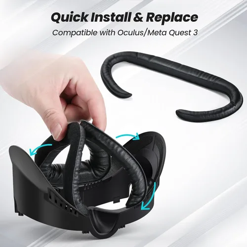 Vista 3 de Face Pad Compatible with Meta Quest 3, Facial Interface Foam Cushion Replacement, Anti-Leakage Light Nose Pad Face Cover Compatible with Oculus