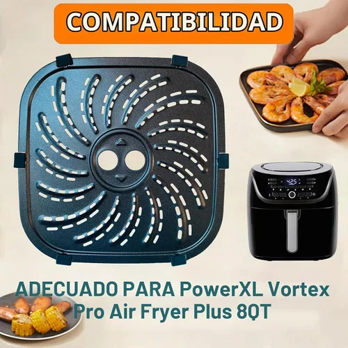 Vista 5 de Sartén para freidora de aire de 8 cuartos de galón para freidora de aire PowerXL Vortex Pro Plus, bandeja antiadherente prémium para freidora