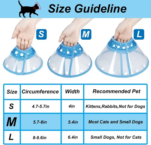 Vista 4 de Vivifying Conos de perro para perros pequeños, cono de mascota ajustable de 5.7-8 pulgadas, collar isabelino de recuperación ligero para gatos Azul