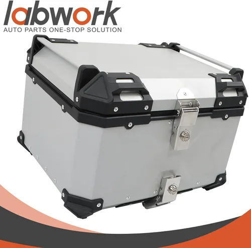 Vista 2 de labwork 55L Caja de Equipaje Superior para Motocicleta con Respaldo y Placa de Montaje, Aluminio Duro Resistente al Agua con Cerradura de Seguridad