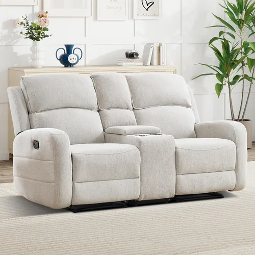 Vista 15 de EBELLO Juego de sofá reclinable manual para sala de estar, sofá reclinable de tela suave para sala de reuniones, respaldo y apoyabrazos acolchados
